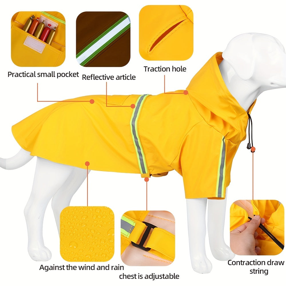 Reflective Waterproof Dog Raincoat with Hood