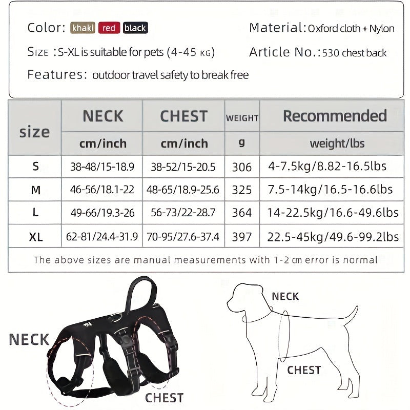 Escape-Proof Vest Dog Harness for Medium to Large Dogs