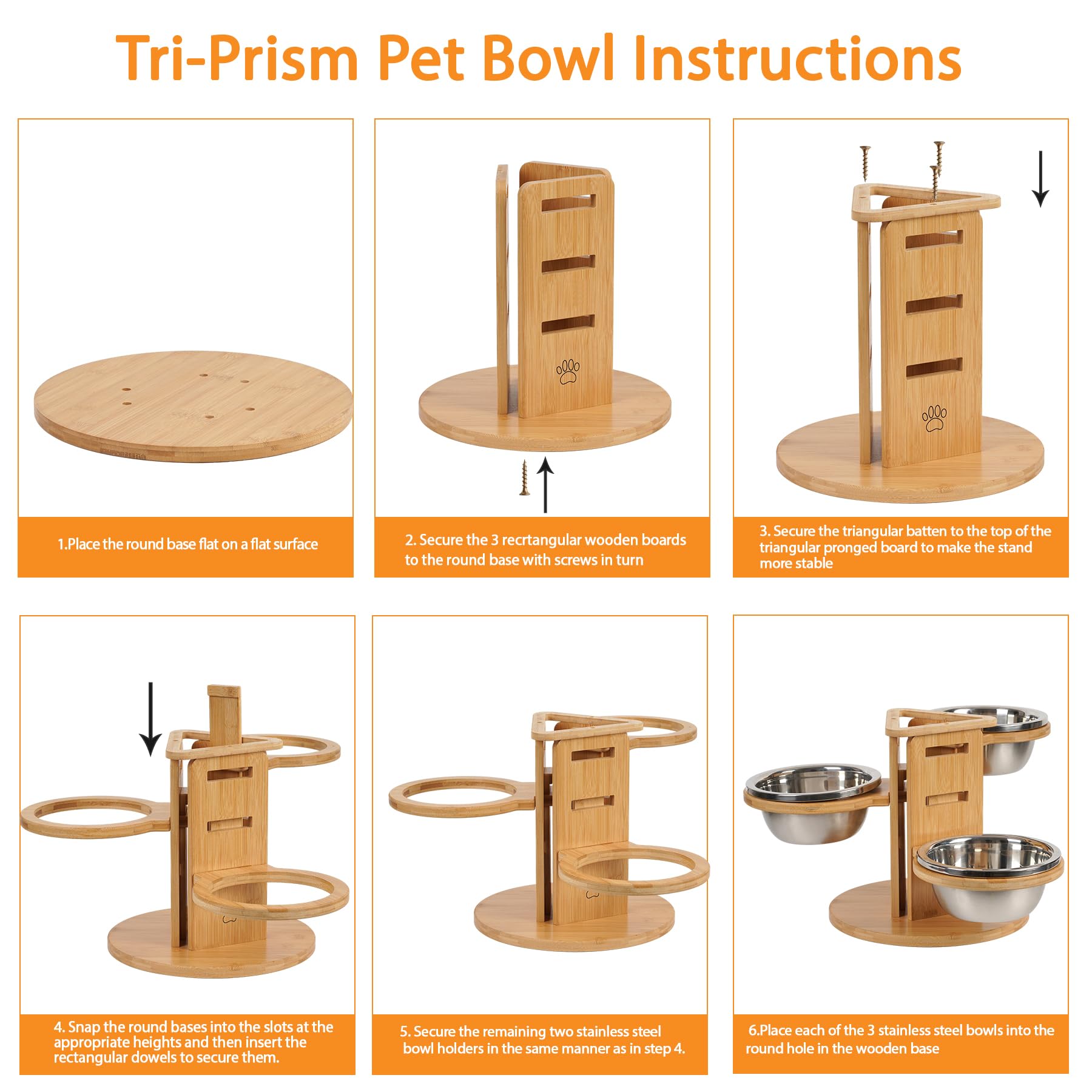 Adjustable 3-Bowl Dog Feeder with Raised Stand