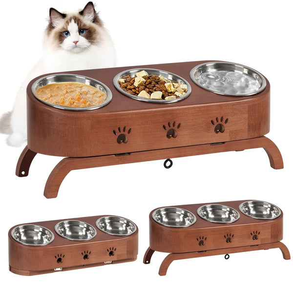 Elevated Cat Bowls - Adjustable Tilted Pet Feeder