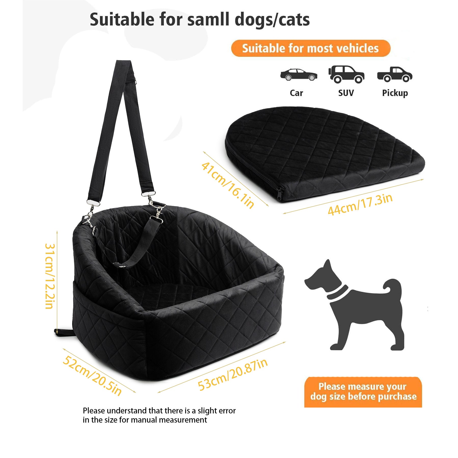 Dog Car Seat for Small & Medium Dogs, Memory Foam Booster Seat up to 35 lbs