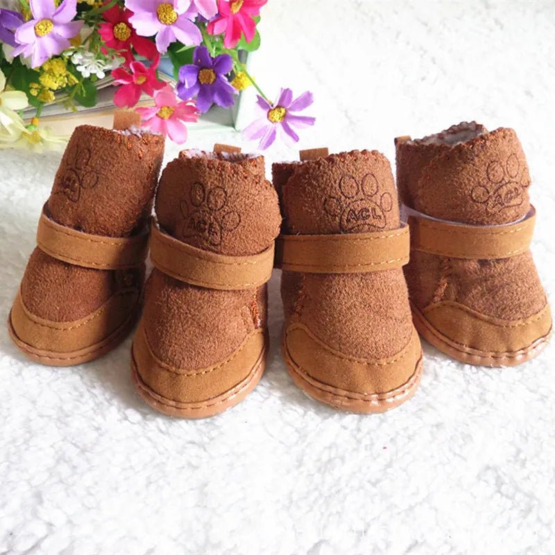 4pcs/set Winter Warm Dog Shoes