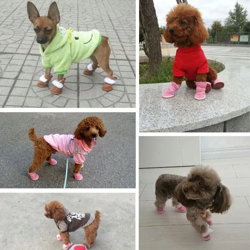 4pcs/set Winter Warm Dog Shoes