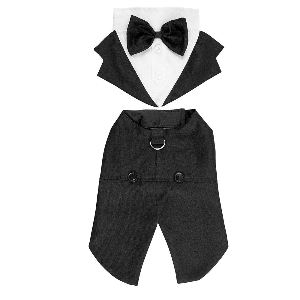 Dog Suit Shirt Puppy Pet Stylish Suit Bow Tie Costume Wedding Formal Tuxedo