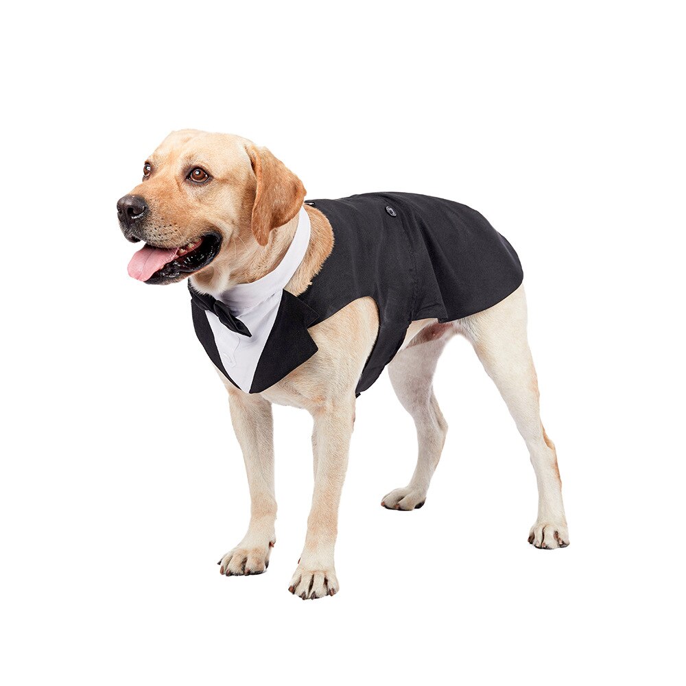 Dog Suit Shirt Puppy Pet Stylish Suit Bow Tie Costume Wedding Formal Tuxedo