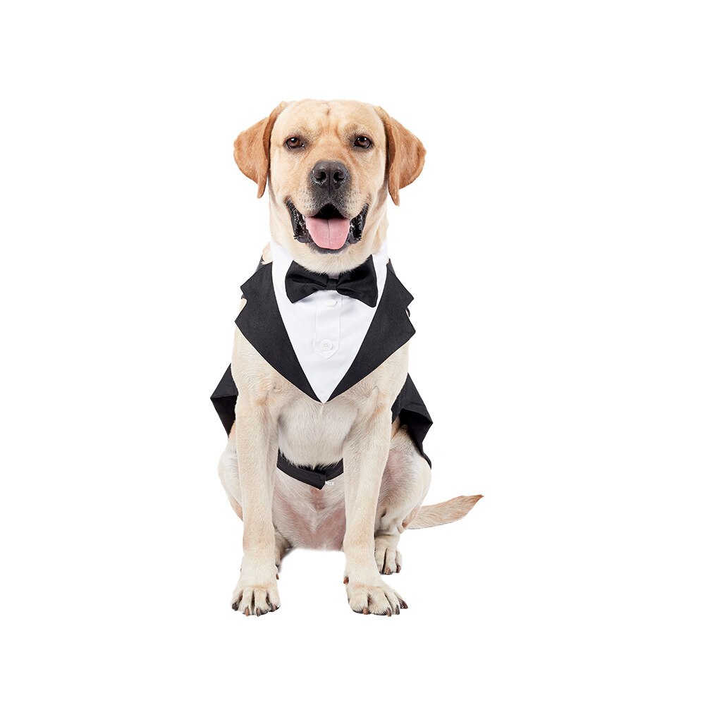 Dog Suit Shirt Puppy Pet Stylish Suit Bow Tie Costume Wedding Formal Tuxedo